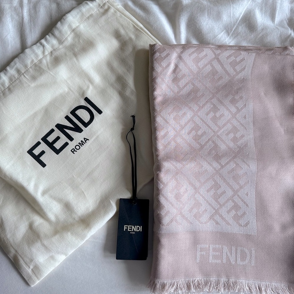 Fendi FF Pink Organic Silk Shawl - NWT Never Worn